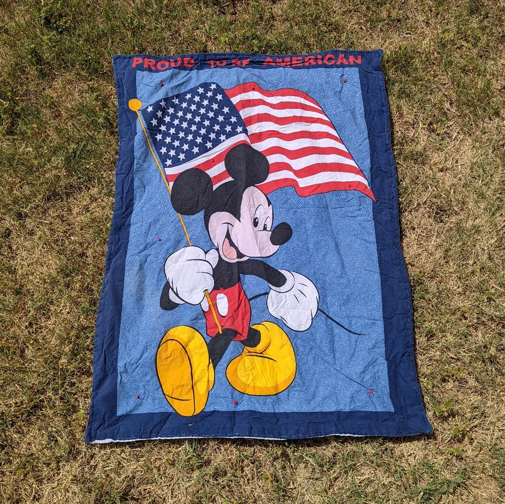Mickey Mouse vintage children's patriotic blanket Proud To Be American